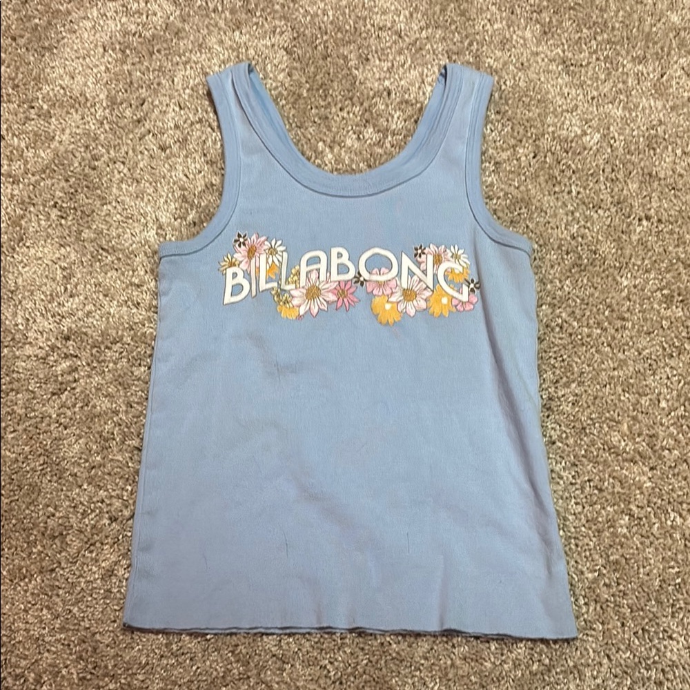 Billabong Blue Tank Top with Floral Design